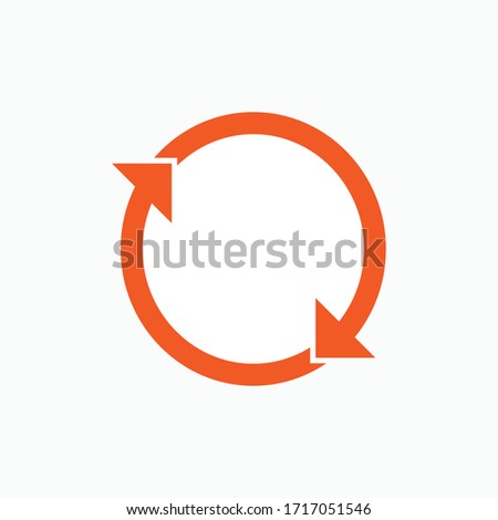 Synchronize Icon. Presented in Orange Line Art Style.
