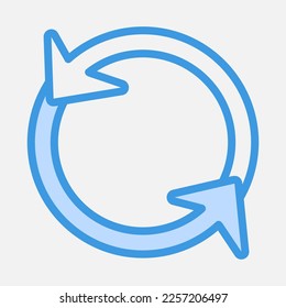 Sincronizar ilustración vectorial de icono en azul, usar para presentación de aplicación móvil del sitio web
