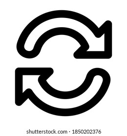 Synchronize icon vector illustration in line style for any projects, use for website mobile app presentation