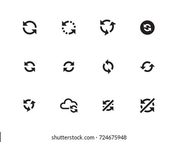 Synchronize icons on white background. Vector illustration.