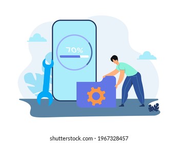 synchronize illustration concept operation system update progress or data 