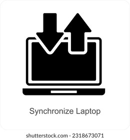 Synchronize Laptop and refresh icon concept