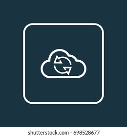 Synchronize Outline Symbol. Premium Quality Isolated Cloud Element In Trendy Style.