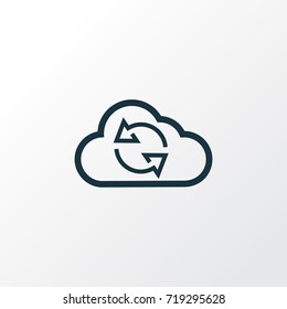 Synchronize Outline Symbol. Premium Quality Isolated Cloud Element In Trendy Style.
