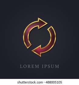 Synchronize Red Ruby with Golden Frame Precious Jewellery Icon / Logo Design