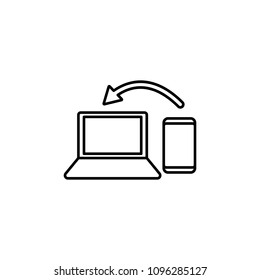 synchronize smart phone with laptop icon. Element of mobile banking for smart concept and web apps. Thin line synchronize smart phone with laptop icon can used for web and mobile on white background
