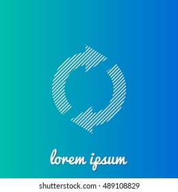 Synchronize White stroke fill with blue & green gradient background Icon / Logo Design