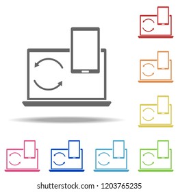 synchronize your computer with your phone icon. Elements of web in multi color style icons. Simple icon for websites, web design, mobile app, info graphics