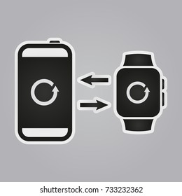 Synchronize your smartphone with smart clocks. Simple isolated icons