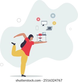 Synchronized business solutions with integrated system.Technology for effective database management and business connection .flat design with people.