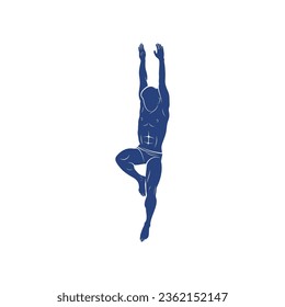 Synchronized Diving vector illustration design. Springboard Platform Diving Silhouette. Sport Athletes design template.