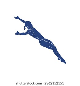 Synchronized Diving vector illustration design. Springboard Platform Diving Silhouette. Sport Athletes design template.