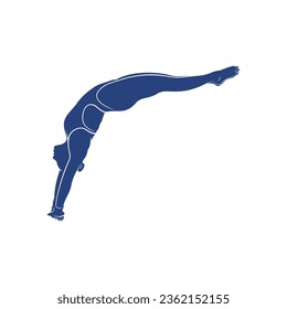 Synchronized Diving vector illustration design. Springboard Platform Diving Silhouette. Sport Athletes design template.