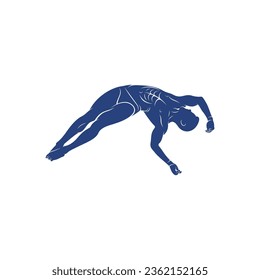 Synchronized Diving vector illustration design. Springboard Platform Diving Silhouette. Sport Athletes design template.