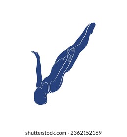 Synchronized Diving vector illustration design. Springboard Platform Diving Silhouette. Sport Athletes design template.