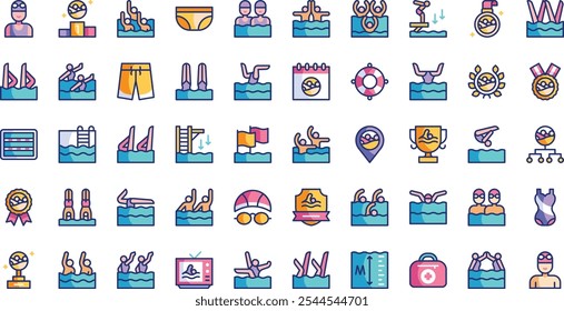 Synchronized swimming championship icons High-Quality Vector Icons Collection with Editable Stroke. Ideal for Professional and Creative Projects.