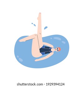 Synchronized swimming element. A Flamingo Position. Vector illustration of a girl, swimmer. Artistic swimming concept.