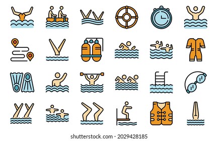 Synchronized swimming icon. Outline synchronized swimming vector icon thin line color flat on white