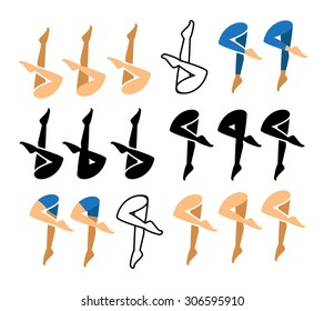 synchronized swimming icon and symbol in many style.vector illustration.