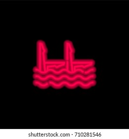 Synchronized swimming red glowing neon ui ux icon. Glowing sign logo vector