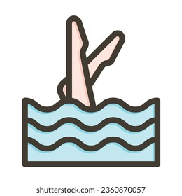 Synchronized Swimming Vector Thick Line Filled Colors Icon For Personal And Commercial Use.
