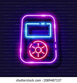 Synchronizer for flash neon icon. Flash connection. Photo and video concept. Vector illustration for design, website, decoration, online store.
