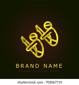 Synchronous golden metallic logo