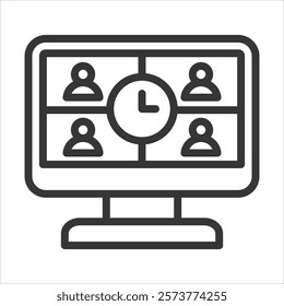 Synchrorous Learning Outline Icon Vector Illustration