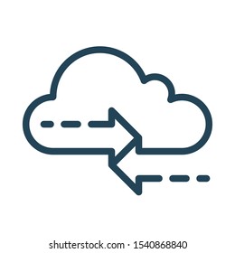 Syncing data on the cloud service. Cloud Computing Icon. Simple outline icon style. Perfect symmetrical.