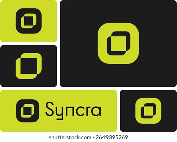 Syncra is a modern, modular tech brand identity that evokes a sense of connection, precision, and digital synergy. The overlapping square elements symbolize synchronization, data integration