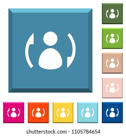 Syncronize contacts white icons on edged square buttons in various trendy colors