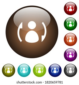 Syncronize contacts white icons on round glass buttons in multiple colors
