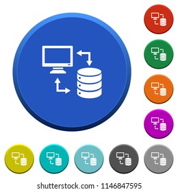 Syncronize data with database round color beveled buttons with smooth surfaces and flat white icons