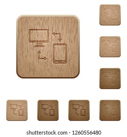 Syncronize mobile with computer on rounded square carved wooden button styles
