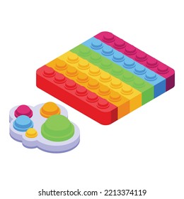 Syndrome down toys icon isometric vector. World disability day. Children health