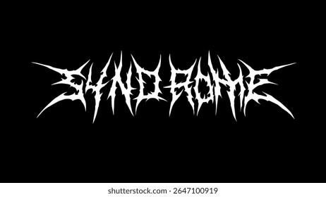 Síndrome de vetor tipográfico em um estilo de metal escuro intenso e impressionante para t-shirt imprimir vestuário, adesivo, cartaz e logotipo