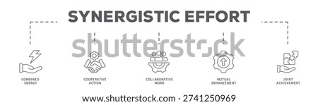 Synergistic Effort banner web icon vector illustration concept with icon of Combined Energy, Cooperative Action, Collaborative Work, Mutual Enhancement, Joint Achievement