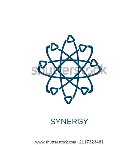synergy icon. Thin linear synergy outline icon isolated on white background. Line vector synergy sign, symbol for web and mobile