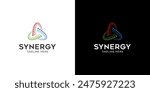 Synergy logo the concept interlocking circles represent the fusion of different components also symbolize network, unity, and cooperation, emphasizing the idea that diverse entities work together