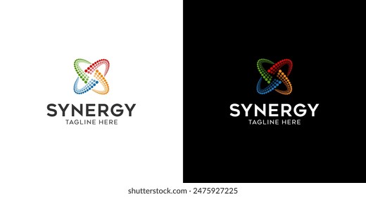 Synergy logo the concept interlocking circles represent the fusion of different components also symbolize network, unity, and cooperation, emphasizing the idea that diverse entities work together