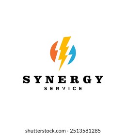 Synergy logo, the concept of two or more entities working together. Interlocking circles represent the coming together of various elements in electricity maintenance services