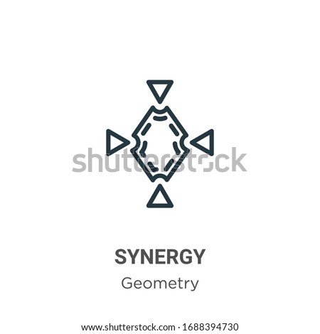 Synergy outline vector icon. Thin line black synergy icon, flat vector simple element illustration from editable geometry concept isolated stroke on white background