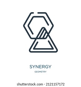 synergy thin line icon. company, corporate linear icons from geometry concept isolated outline sign. Vector illustration symbol element for web design and apps.