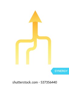 Synergy vector Icon. Vector sign arrows in movement, together.