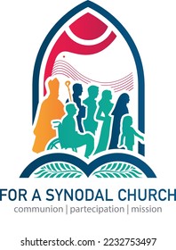 : Synod Logo, Synodality Church Logo, For a Synodal Church: Communion, Participation, and Mission Logo