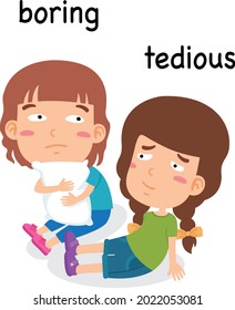 sinónimos adjetivos aburridos y tediosos ilustraciones vectoriales