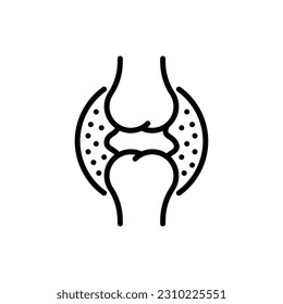 Icono de línea delgada Synovectomy. Cirugía de rodilla, artritis. Inflamación de la articulación. Ilustración vectorial.