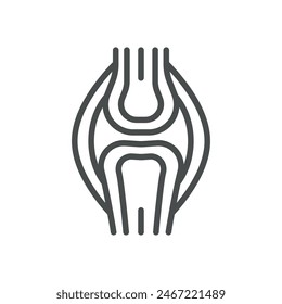 Synovial Joint Icon. Simple Isolated Line Illustration of Synovial Joint Structure, Representing Orthopedics, Joint Health, and Musculoskeletal System. Perfect for Medical and Healthcare Applications.