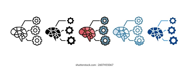 Synth Cog Icon Set Multiple Style Collection