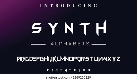 SYNTH Futuristic abstract modern techno font, ancient sci fi bold display letter set, geometric clean panther typeface